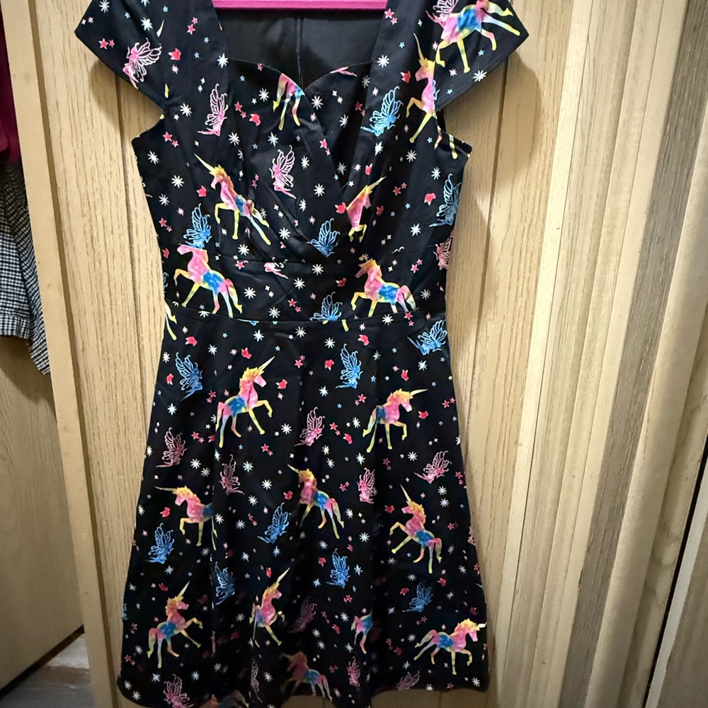 Colorful Unicorn Print Midi Dress